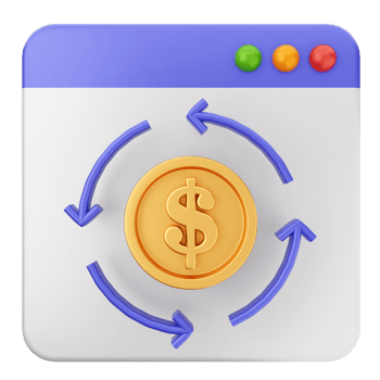 A dollar coin and arrows on a white button png