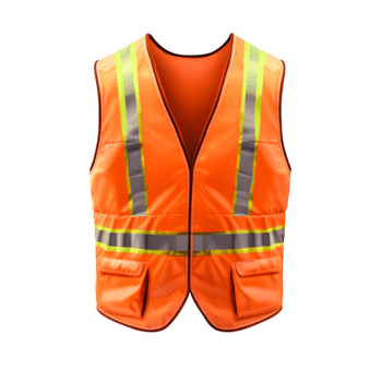 Bright Safety Vest with Reflective Stripes for Visibility in Work Environments png
