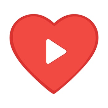 Love Icon Red Heart Play Button vector