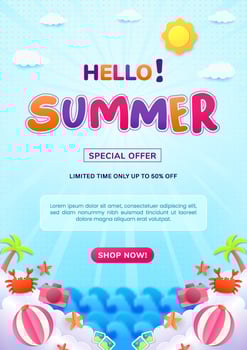 Poster Bright Summer Promotion Banner for Limited Time Discounts and Sales vector