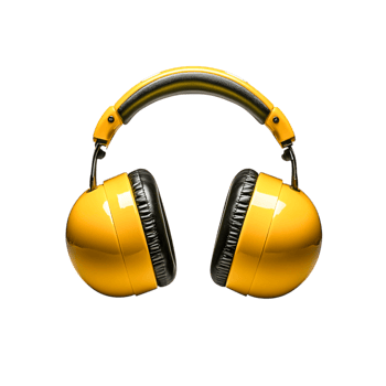 Bright Yellow Headphones for Music Listening and Audio Enjoyment in Stylish Design png