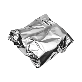 Crumpled silver aluminum foil sheet isolated png