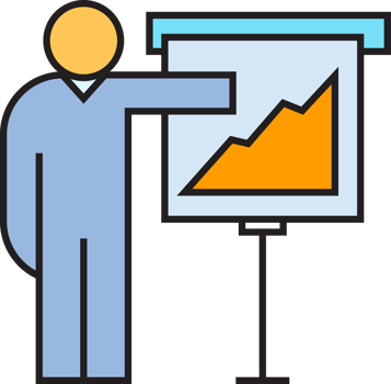 People Presenting Data Chart on Whiteboard Icon png