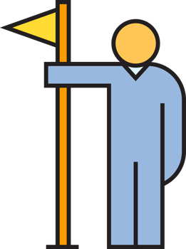 Man Holding Yellow Flag Pole Icon png