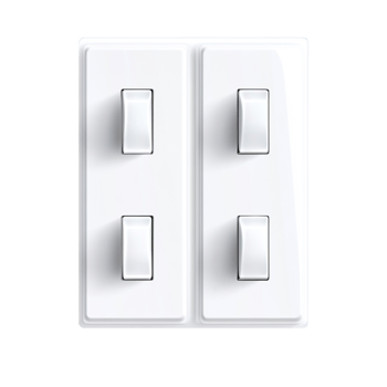White Light Switch Panel with Four Toggle Switches Clean Background png