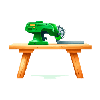 Green Electric Saw on Wooden Table in Bright Workshop Environment for DIY Projects png