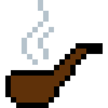 Pixel art smoking pipe - cigarette with smoke pixel art style png