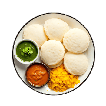 A Delicious Plate of Idli with Sambar and Chutney on Transparent Background png