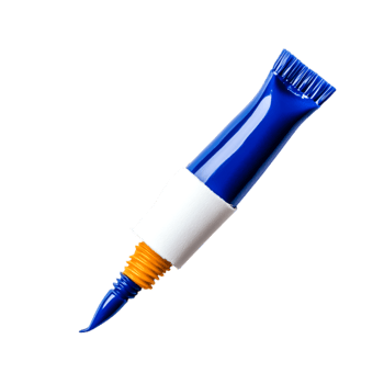 Bright Blue Craft Glue Tube with Orange and White Accent for Creative Projects png