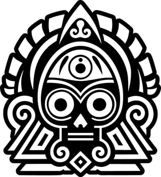 An aztec mask with a skull and eye vector