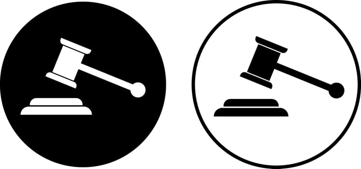Gavel icon set. Court tribunal symbol judicial hammer icons. judge gavel signs vector