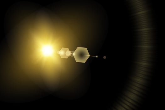 A yellow light is shining on a black background vector