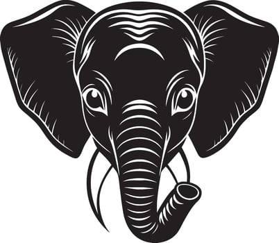 Strong Elephant Head Silhouette for Wildlife Art vector