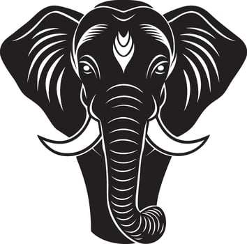 Majestic Elephant Head Silhouette with Large Tusks vector
