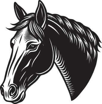 Side View Horse Head Silhouette in Classic Style vector