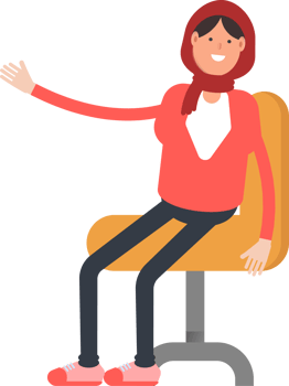 Arab Woman Character Sitting on Office Chair png