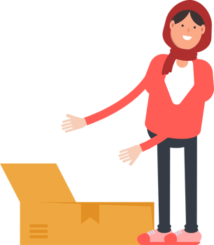Arab Woman Character Opening Box png