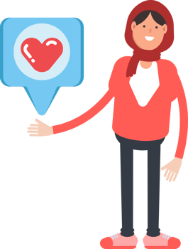 Arab Woman Character and Heart Message png