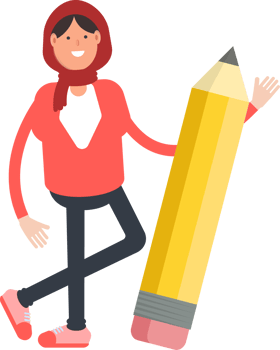 Arab Woman Character and Pencil png