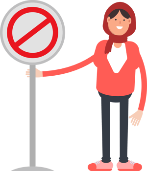 Arab Woman Character and Prohibition Signage png