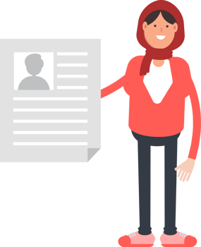 Arab Woman Character Holding Job Application Document png