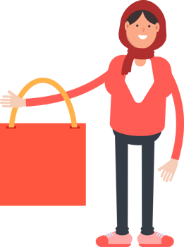 Arab Woman Character Holding Shopping Bag png