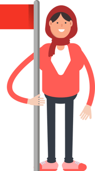 Arab Woman Character Holding Red Flag Pole png