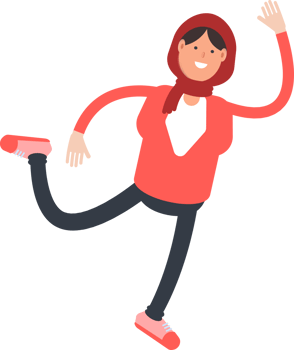 Arab Woman Character Jumping and Flying png