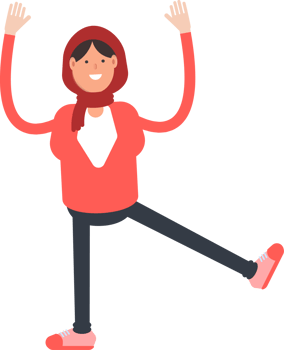 Arab Woman Character Rising Both Hands Illustration png