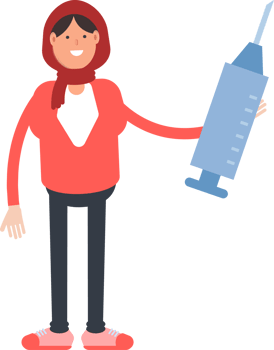 Arab Woman Character Holding Medical Syringe Illustration png