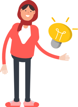 Arab Woman Character and Light Bulb png