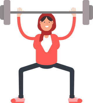 Arab Woman Character Lifting Barbell png