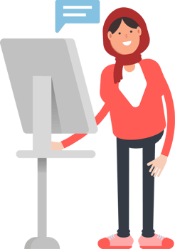 Arab Woman Character Working on Computer png