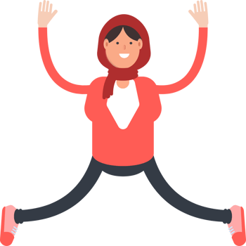 Arab Woman Character Relaxing and Jumping Illustration png