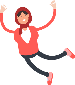 Arab Woman Character Relaxing and Jumping png