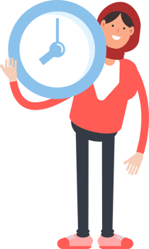 Arab Woman Character Holding Clock png