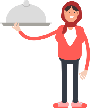 Arab Woman Character Holding Food Dish png