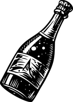 A vintage illustration showing champagne bottle vector