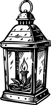 A vintage style illustration showing lantern light vector