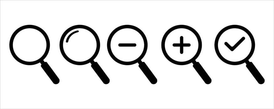 Magnifying glass icon set vector