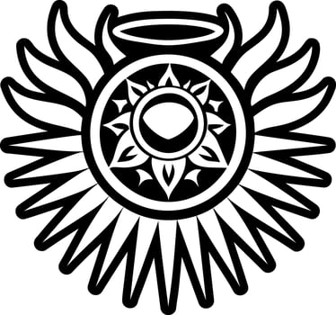 A solid style icon showing radiant halo tattoo vector