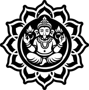 A glyph style icon showing deity tattoo artwork vector