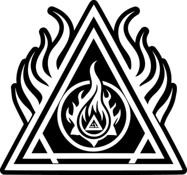 Glyph icon depicting fire triangle tattoo symbol vector