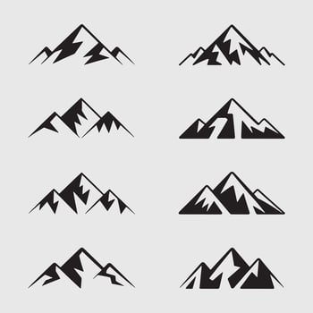 Bundle of mountain icons vector
