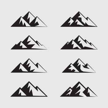 set of mountain icons vector