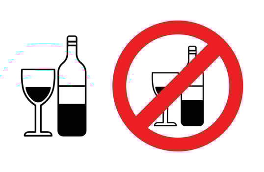 No Wine Sign Alcohol Prohibited Illustration vector