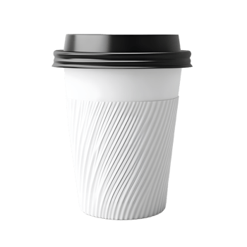 Blank Disposable Coffee Cup with Lid and Sleeve, Ready for Branding png