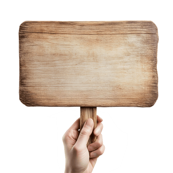 Hand Holding Transparent Wooden Sign png