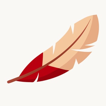 Red and Beige Bird Feather Illustration vector