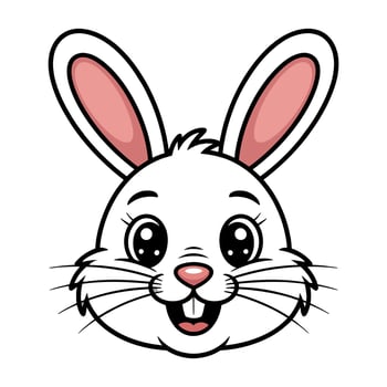 Adorable Cartoon Rabbit Face Illustration Big Eyes Happy Expression Easter Bunny vector